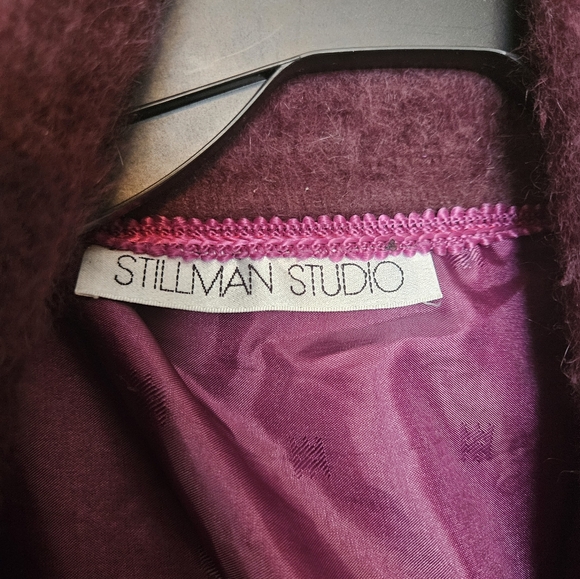 STILLMAN Studio 80% Angora Soft Fur Dark Burgundy Cardigan Sweater - Picture 4 of 7